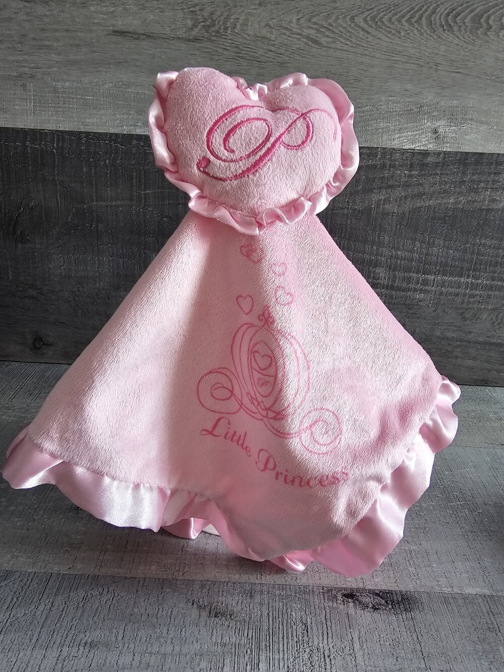 Disney Pink Princess Lovey Security Blanket Satin Edges W Mini Heart Pillow Rare
